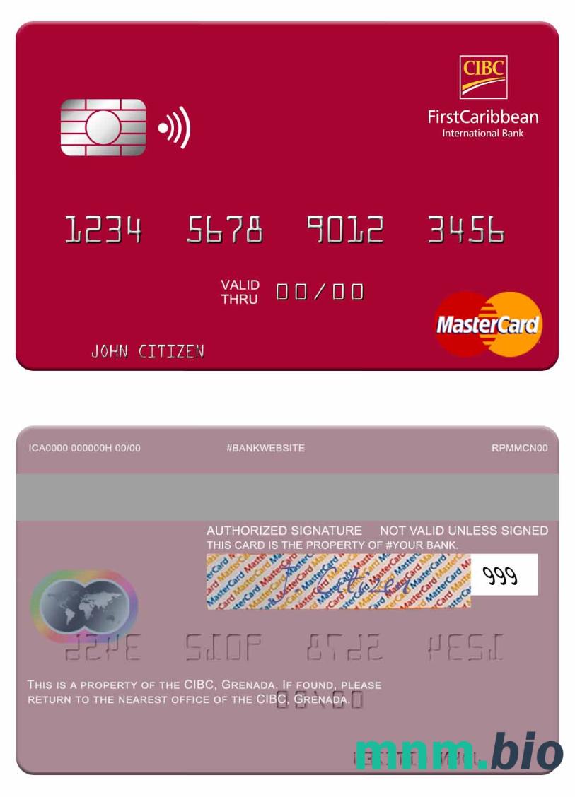 Grenada CBIC przykład karty mastercard w formacie PSD